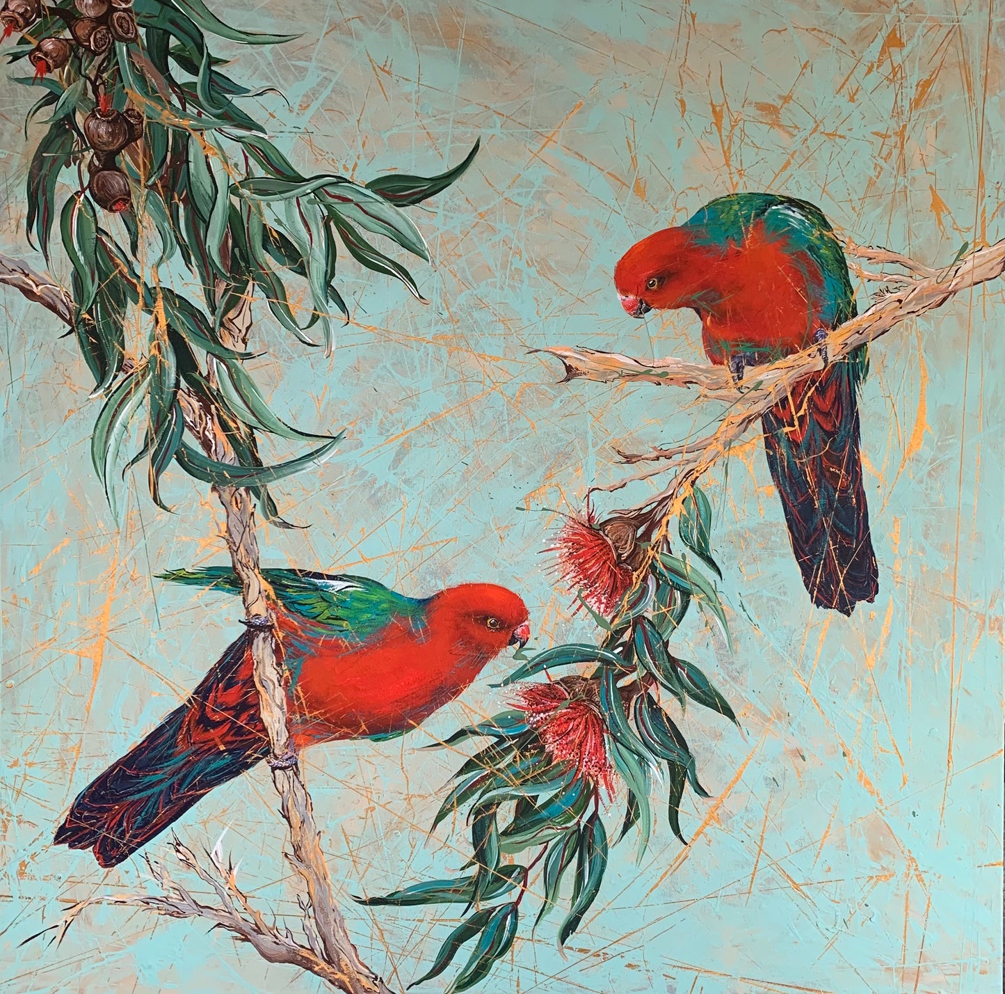 COMMISSION (NO.1) Native Red King Parrots (Royal North Shore Hospital, Sydney
