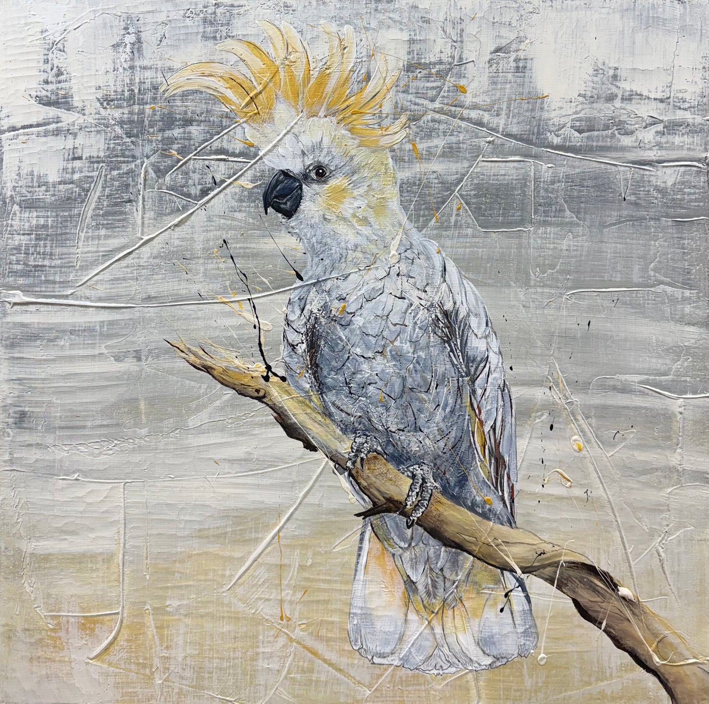 FOR SALE "Bikers of the Bush" The native Australian Sulphur-Crested Cockatoo. acrylic on canvas