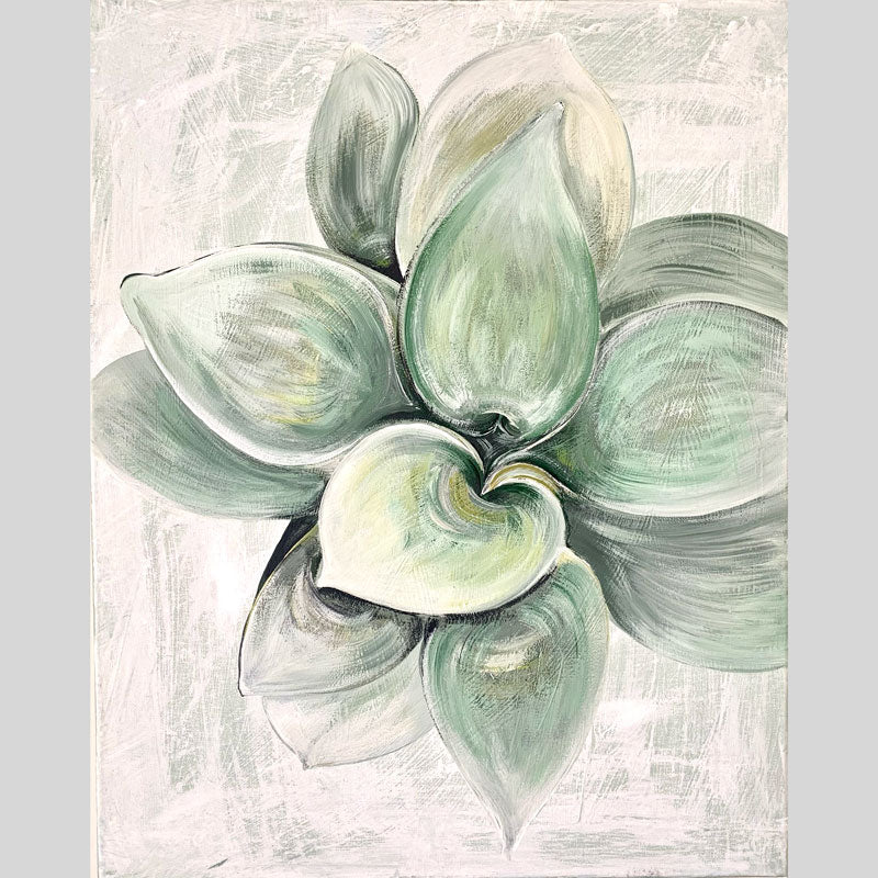 SOLD Sage Green Succulent - acrylic on canvas. Size: L 50.8cm x W 40.6cm