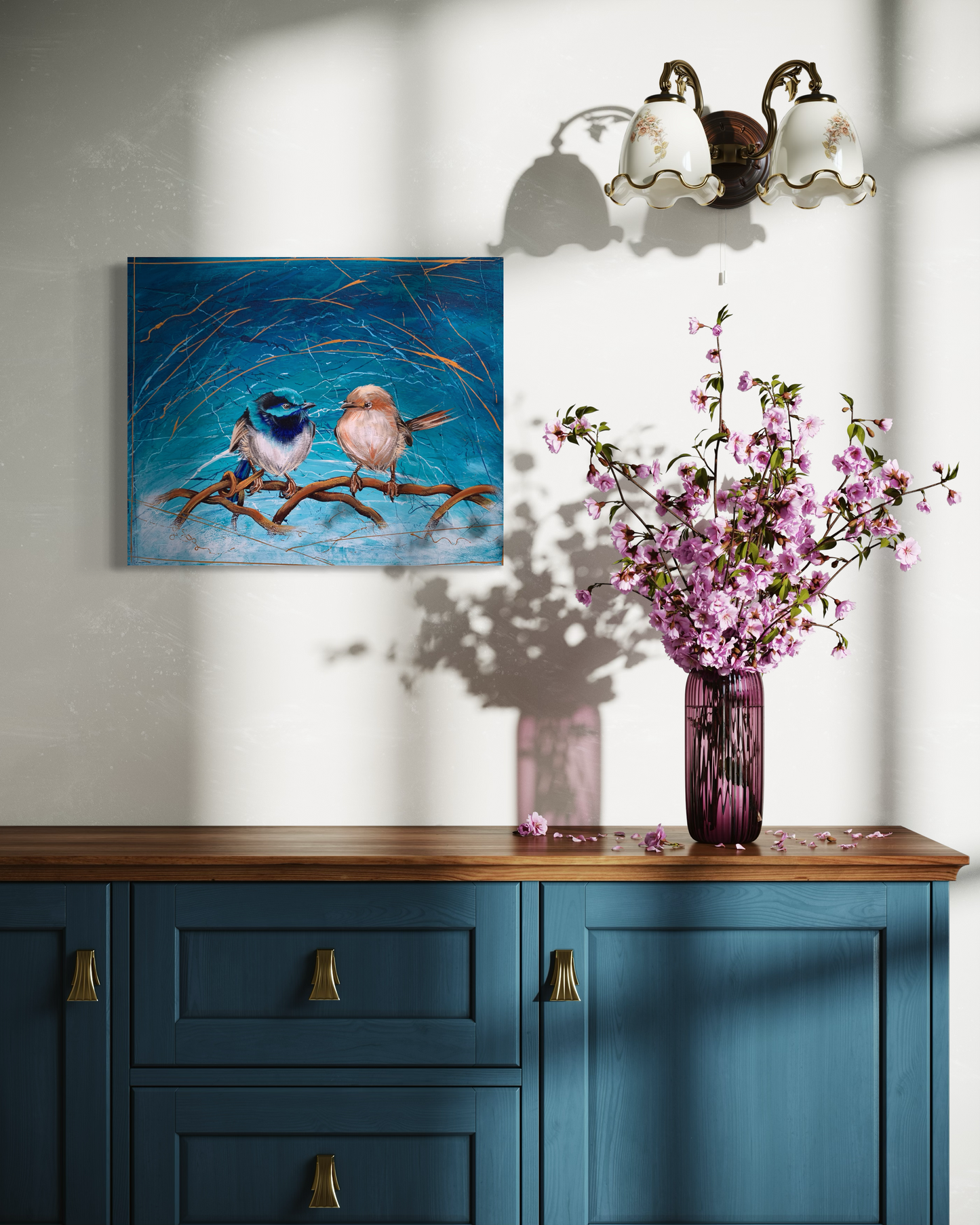 SOLD "True Love" A pair of native Australian Superb Fairy Wrens