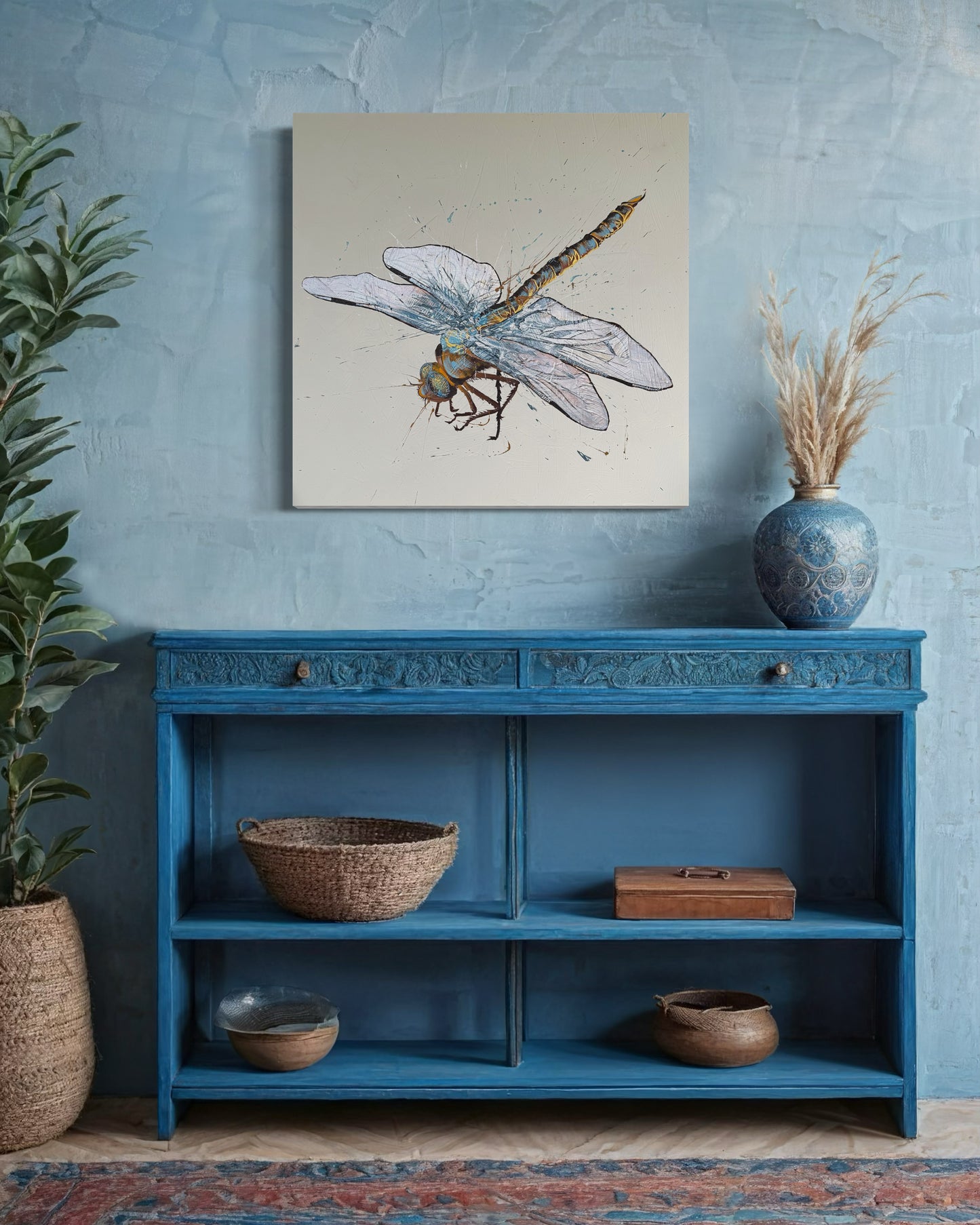 SOLD "Fly High Dragonfly" - A variation of the native Australian Emperor Dragonfly. Acrylic & texture paste on canvas.