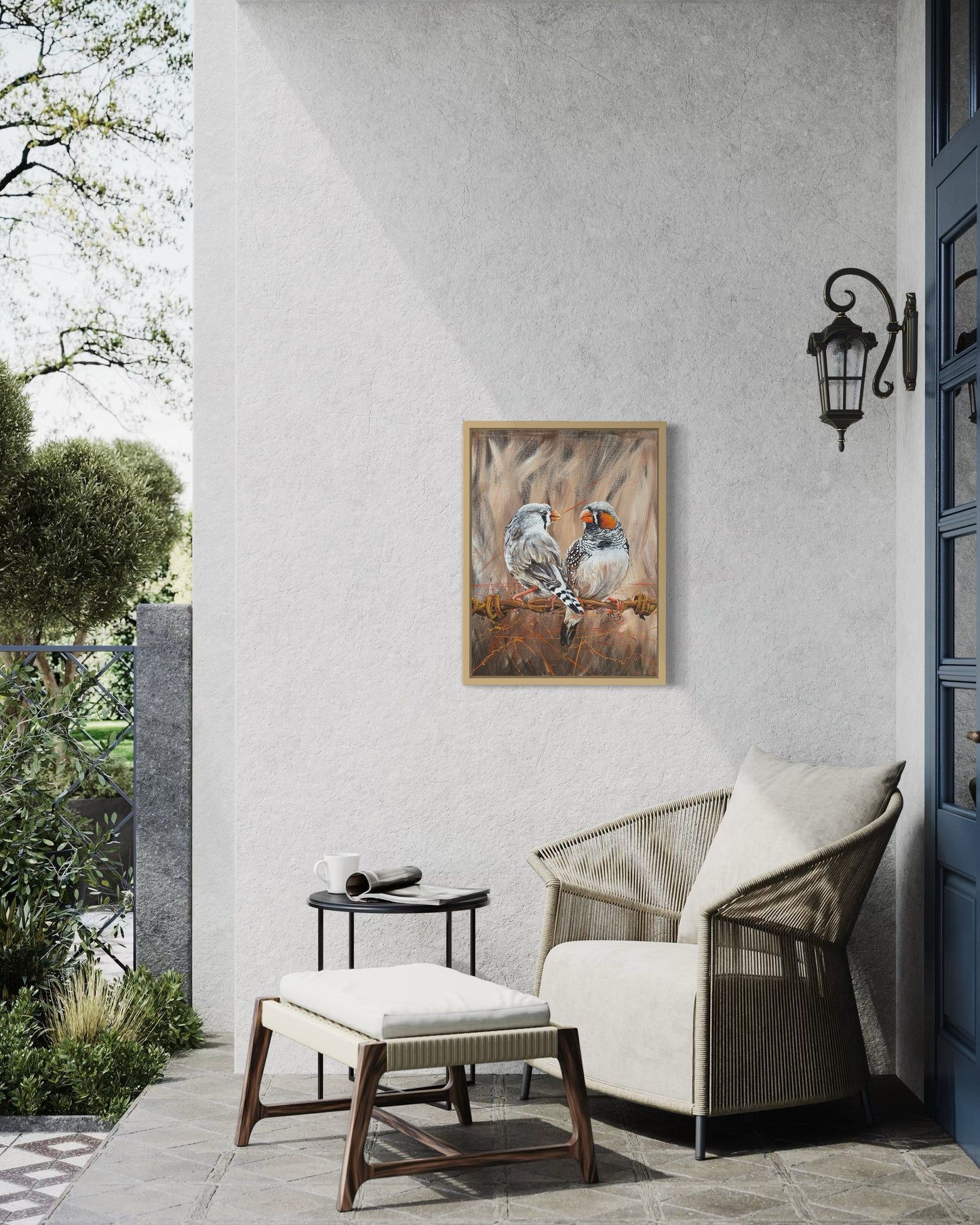 SOLD (Prints Available) - ORIGINAL ARTWORK "Lovebirds" - the courtship of the Zebra Finches, acrylic on canvas