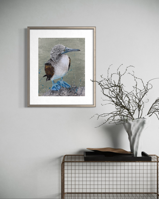 SOLD "The Blue-Footed Booby Bird", native to the eastern Pacific Ocean. Acrylic on canvas