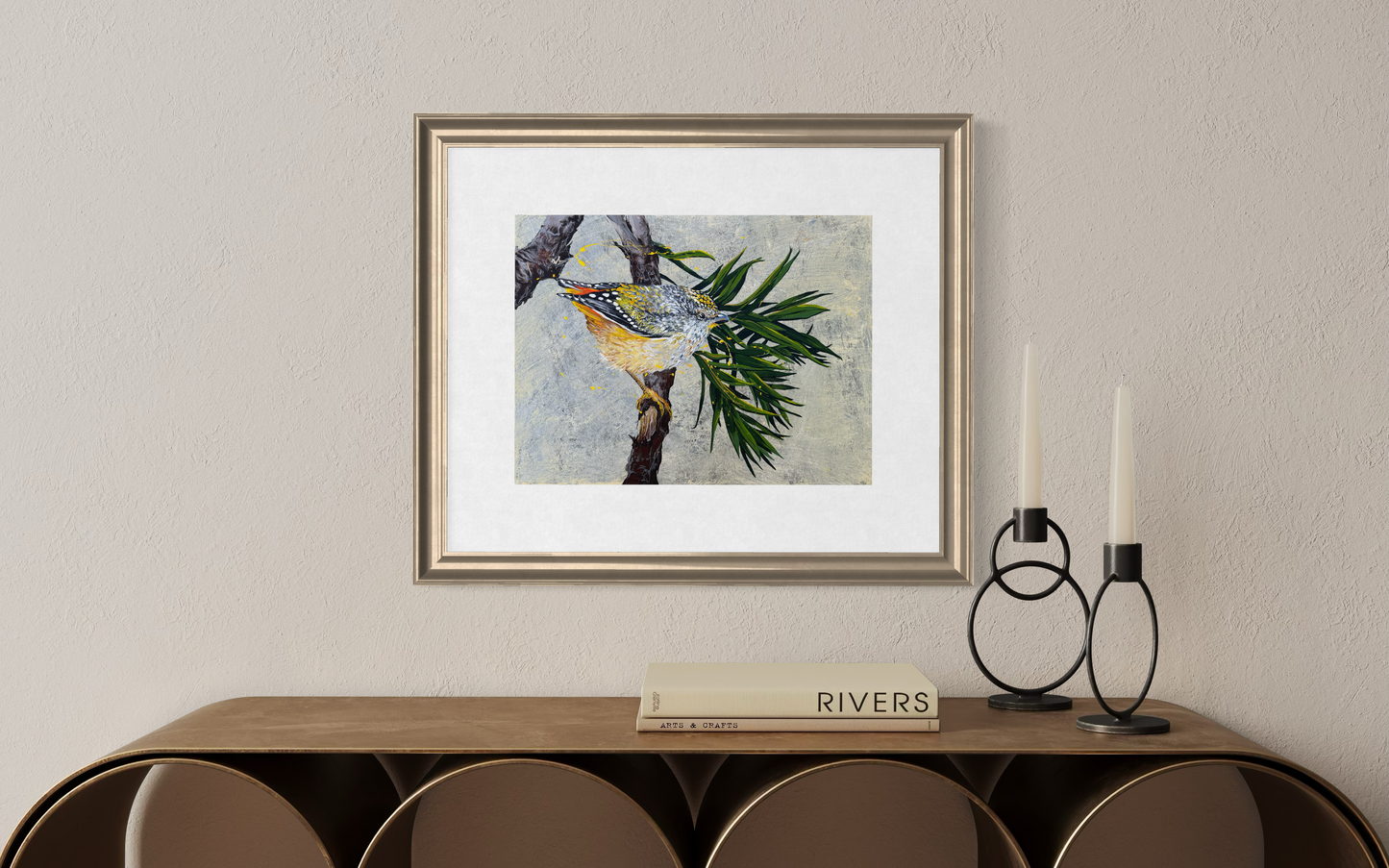 ORIGINAL FOR SALE: "The Sweet Little Spotted Pardalote" - the 'Diamondbird' of Australia. Acrylic on canvas.*Fine Art Prints also available