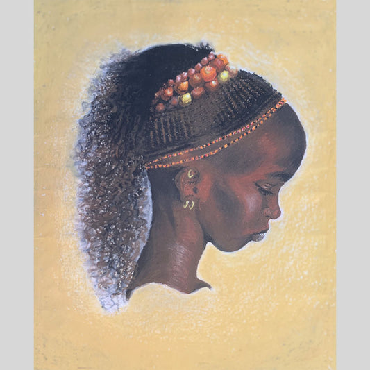 SOLD African Girl - oil pastel on paper. Size: L 50.8cm x W 40.6cm