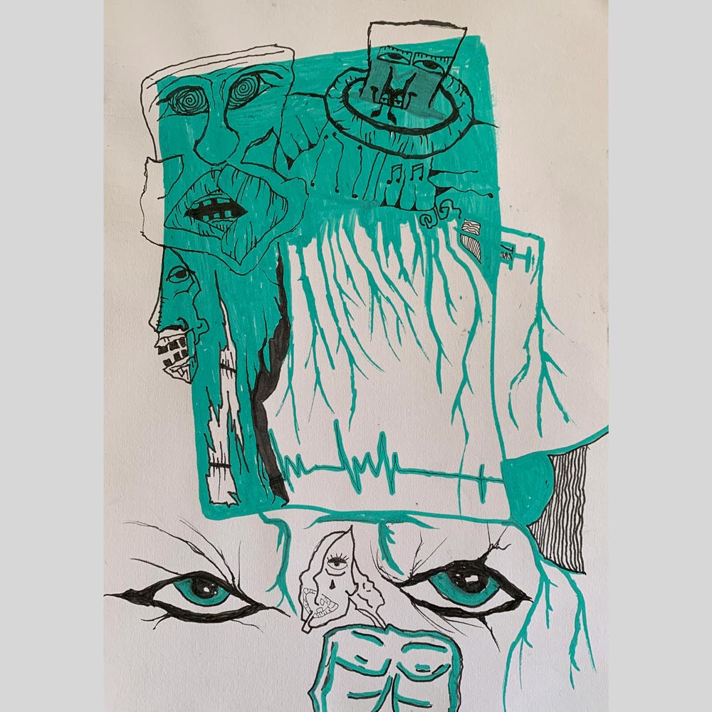 Green Eyes, Posca Pens on paper. Size: H 29.5cm x W 20cm – Artworks By ...