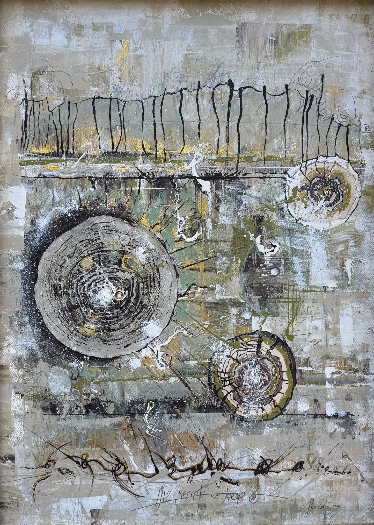 FOR SALE "The Secrets We Keep" mixed media collage on watercolour paper