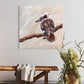 SOLD Baby Kookaburra on Branch, acrylic on board. Size: square 41cm x 41cm