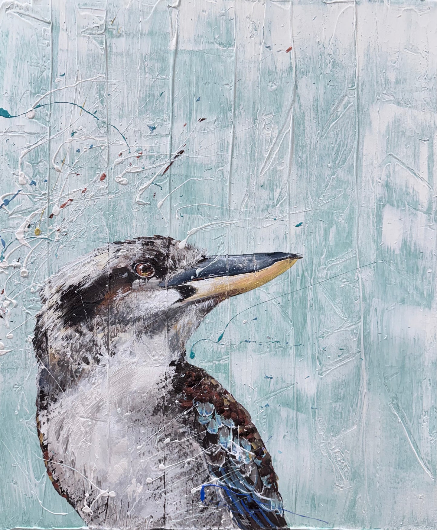 FOR SALE "The Gaze" The Australian Native Laughing Kookaburra. acrylic on canvas
