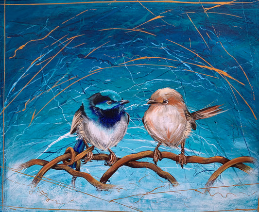 SOLD "True Love" A pair of native Australian Superb Fairy Wrens