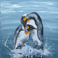 SOLD "King Penguins - Love at world's end" acrylic and pen on canvas