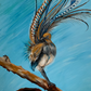SOLD Lyrebird on Branch, acrylic on art paper. Size: 42cm x 30cm (A3)