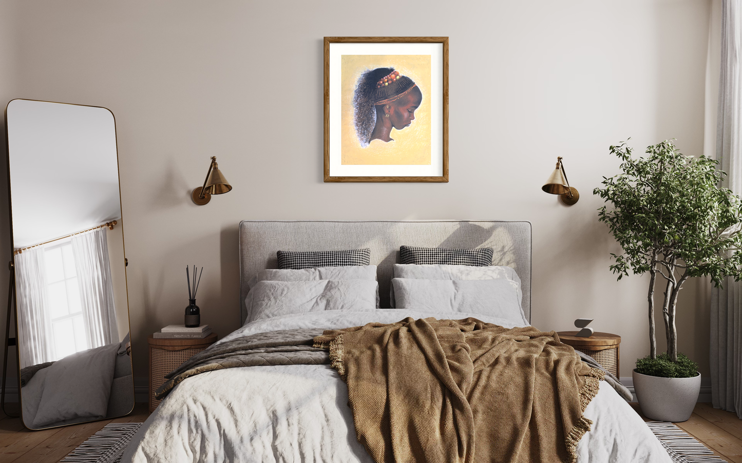 SOLD African Girl - oil pastel on paper. Size: L 50.8cm x W 40.6cm