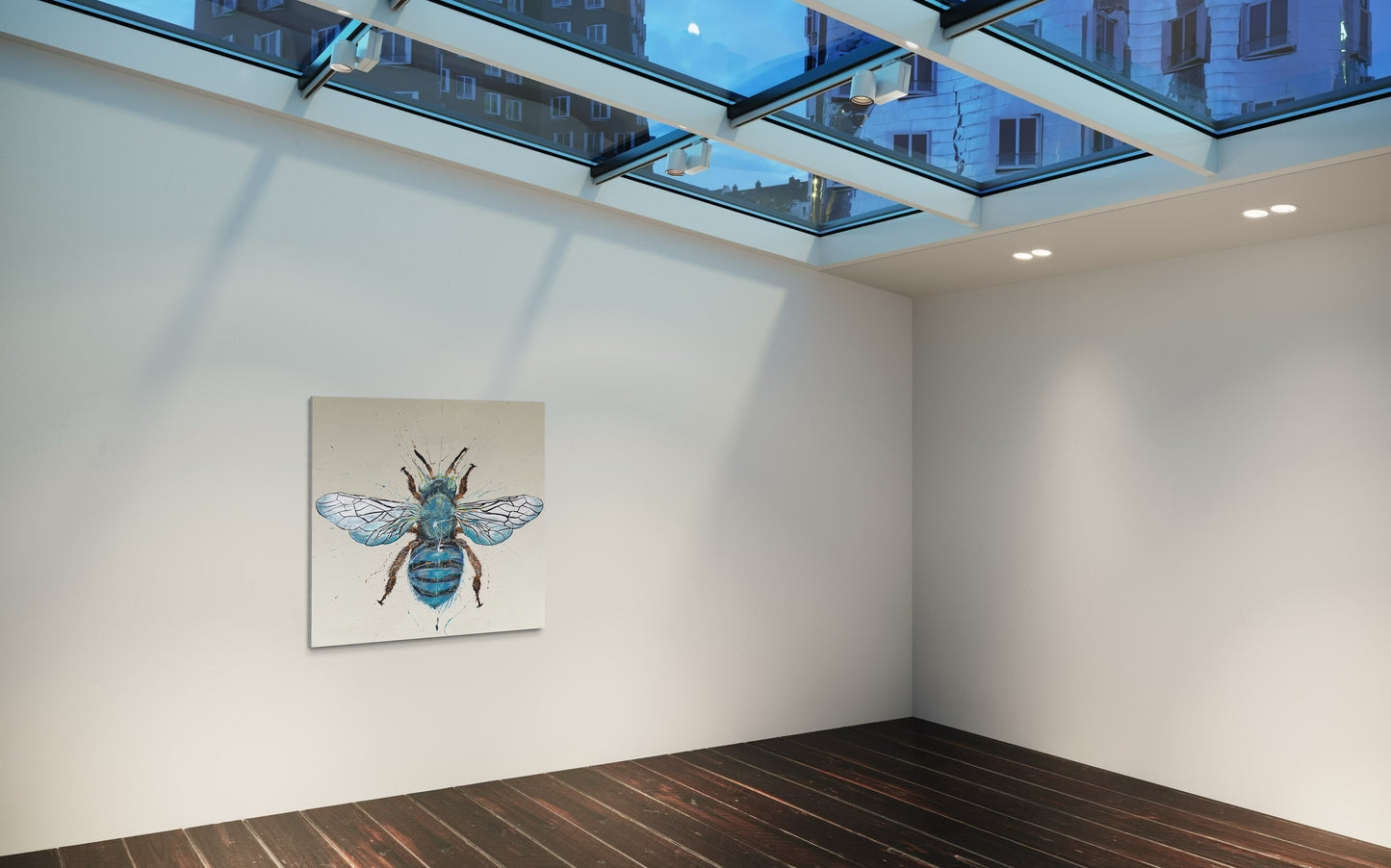 FOR SALE "Be my Honey Bee 3" a variation of the native Australian blue-banded bee. Acrylic & texture paste on canvas.