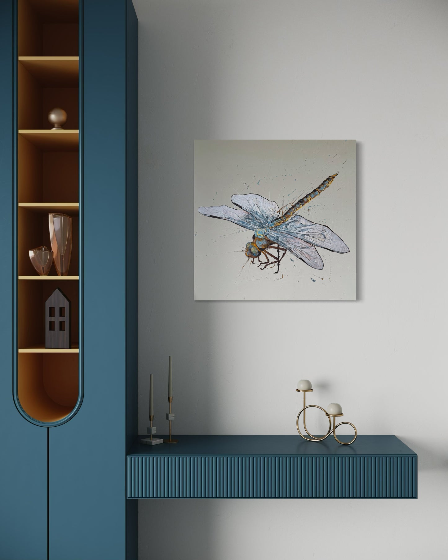FOR SALE "Fly High Dragonfly" - A variation of the native Australian Emperor Dragonfly. Acrylic & texture paste on canvas.