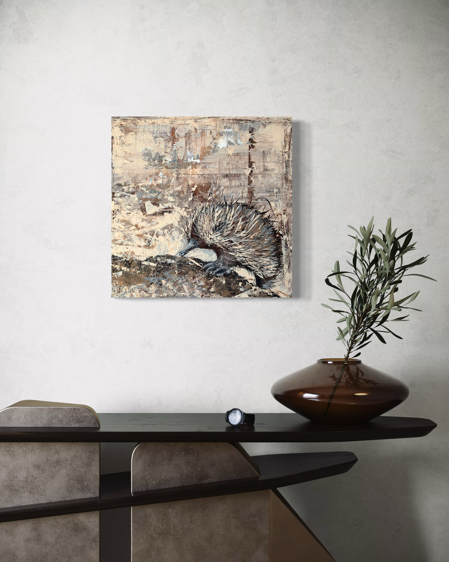 SOLD "Echidna Escapades" acrylic on canvas.