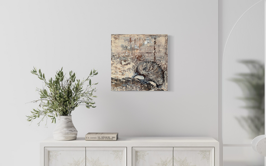 SOLD "Echidna Escapades" acrylic on canvas.