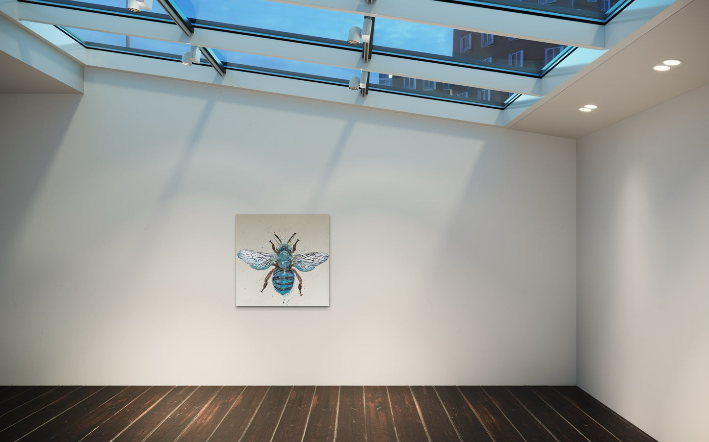 FOR SALE "Be my Honey Bee 3" a variation of the native Australian blue-banded bee. Acrylic & texture paste on canvas.