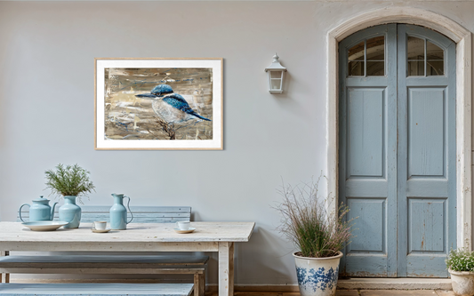 SOLD "The Sacred Kingfisher", acrylic on canvas