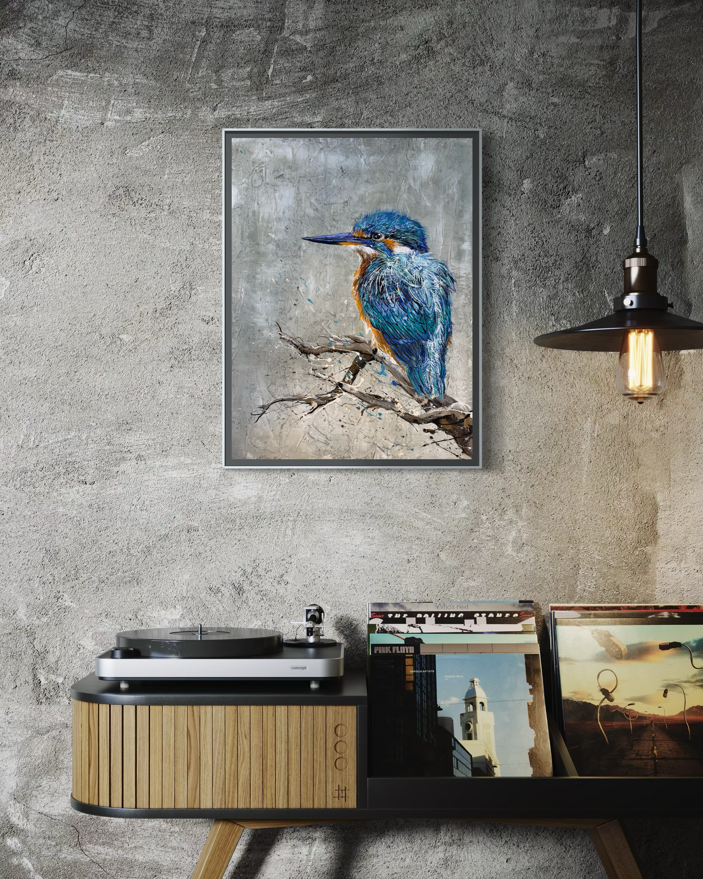 SOLD "Kingfisher in Beautiful Blue", acrylic on canvas. *Fine art prints available