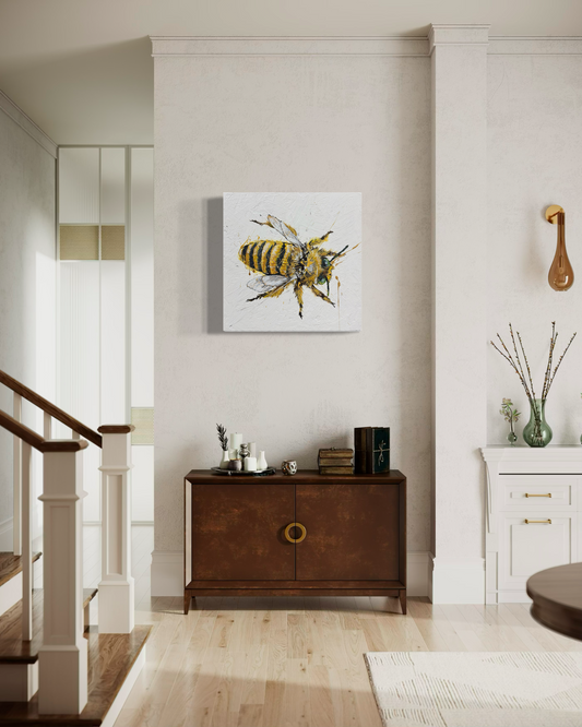 FOR SALE "The Precious Teddy Bear Bee 2" - native to Australia. Acrylic on canvas