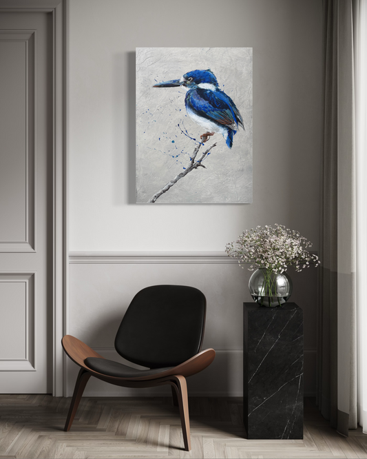 FOR SALE: "Tiny but Mighty" the Australian native Little Kingfisher. Acrylic on canvas