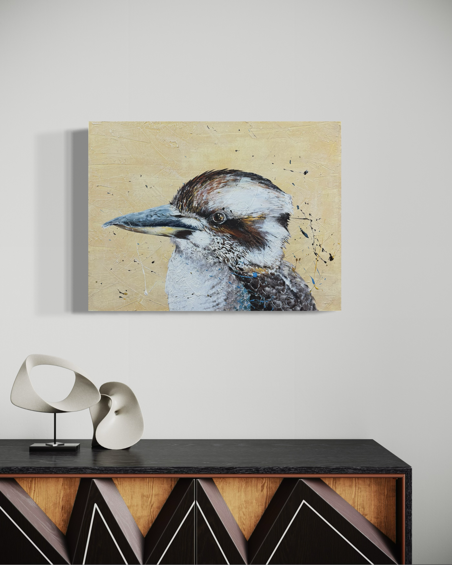 For Sale "Poised to Perfection", the Australian native Laughing Kookaburra. Acrylic on canvas