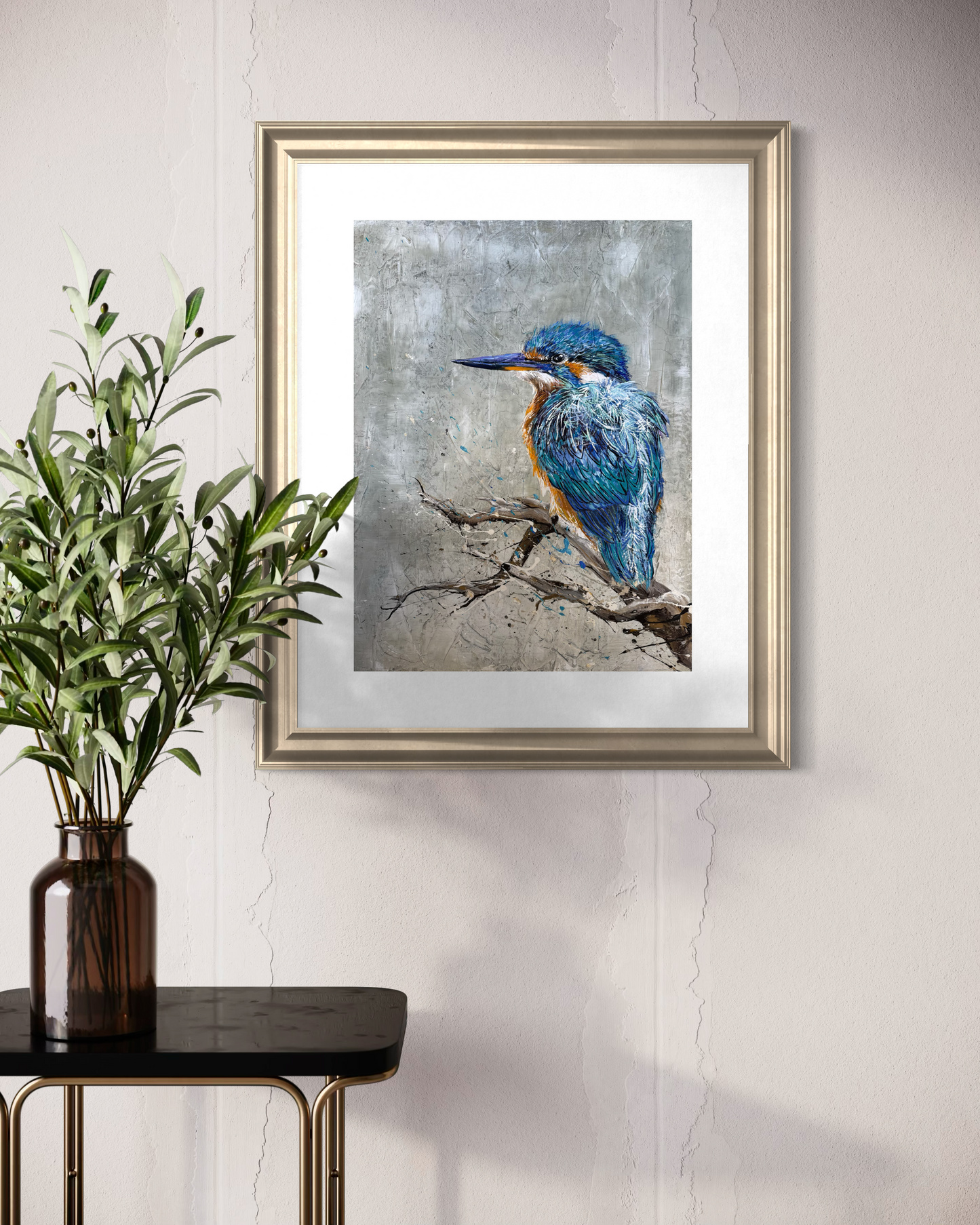 SOLD "Kingfisher in Beautiful Blue", acrylic on canvas. *Fine art prints available