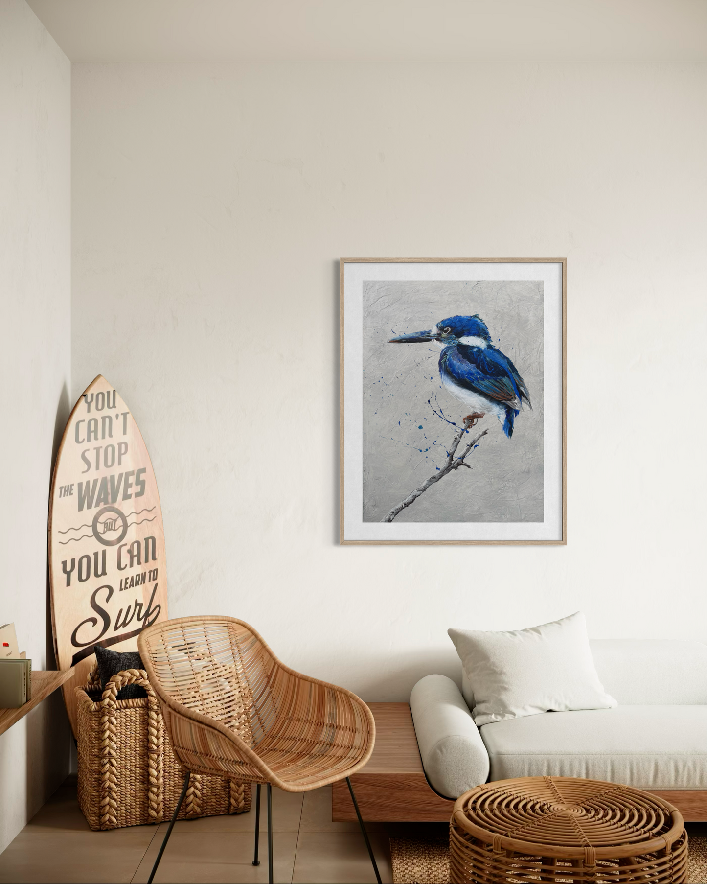 FOR SALE: "Tiny but Mighty" the Australian native Little Kingfisher. Acrylic on canvas