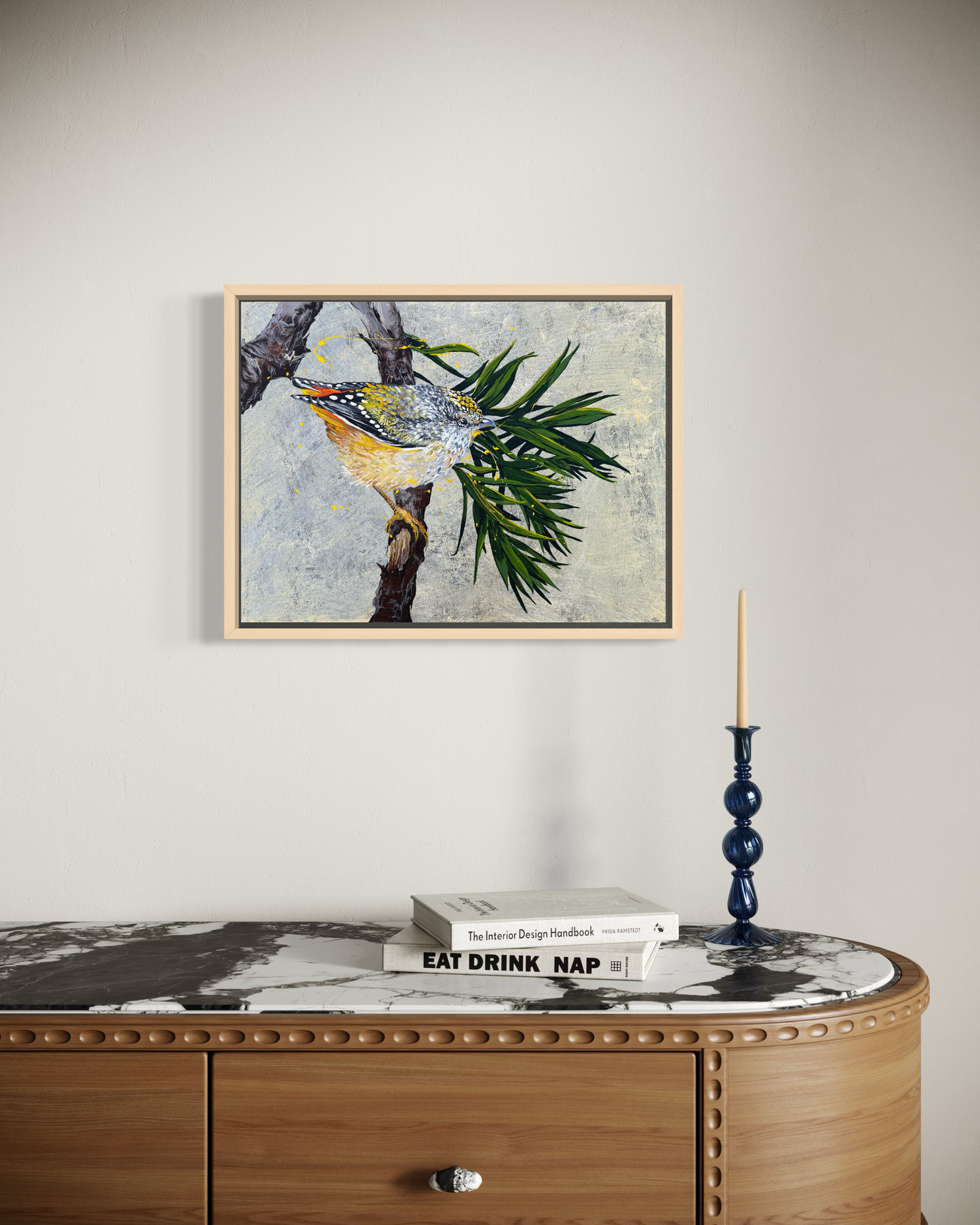 ORIGINAL FOR SALE: "The Sweet Little Spotted Pardalote" - the 'Diamondbird' of Australia. Acrylic on canvas.*Fine Art Prints also available