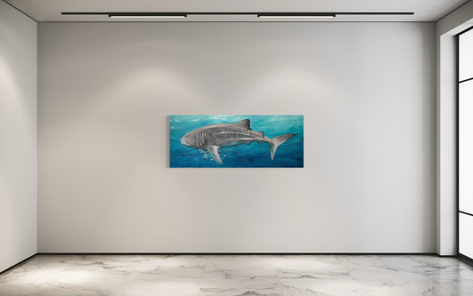 SOLD Freedom, the stunning Whale Shark. acrylic on canvas. Size: L 61cm x W 122cm