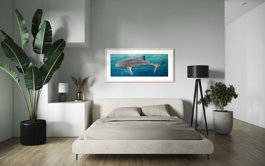 SOLD Freedom, the stunning Whale Shark. acrylic on canvas. Size: L 61cm x W 122cm