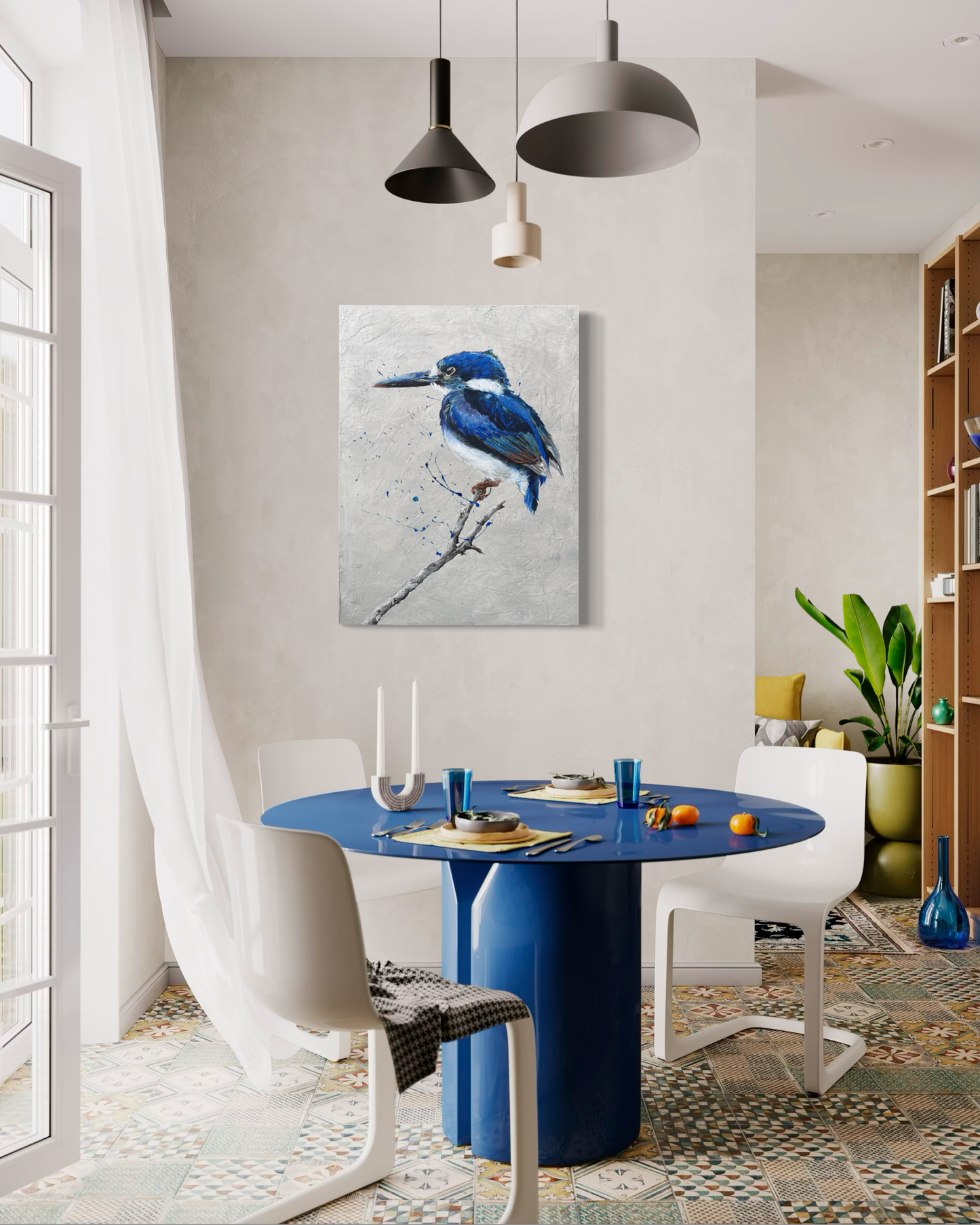 FOR SALE: "Tiny but Mighty" the Australian native Little Kingfisher. Acrylic on canvas