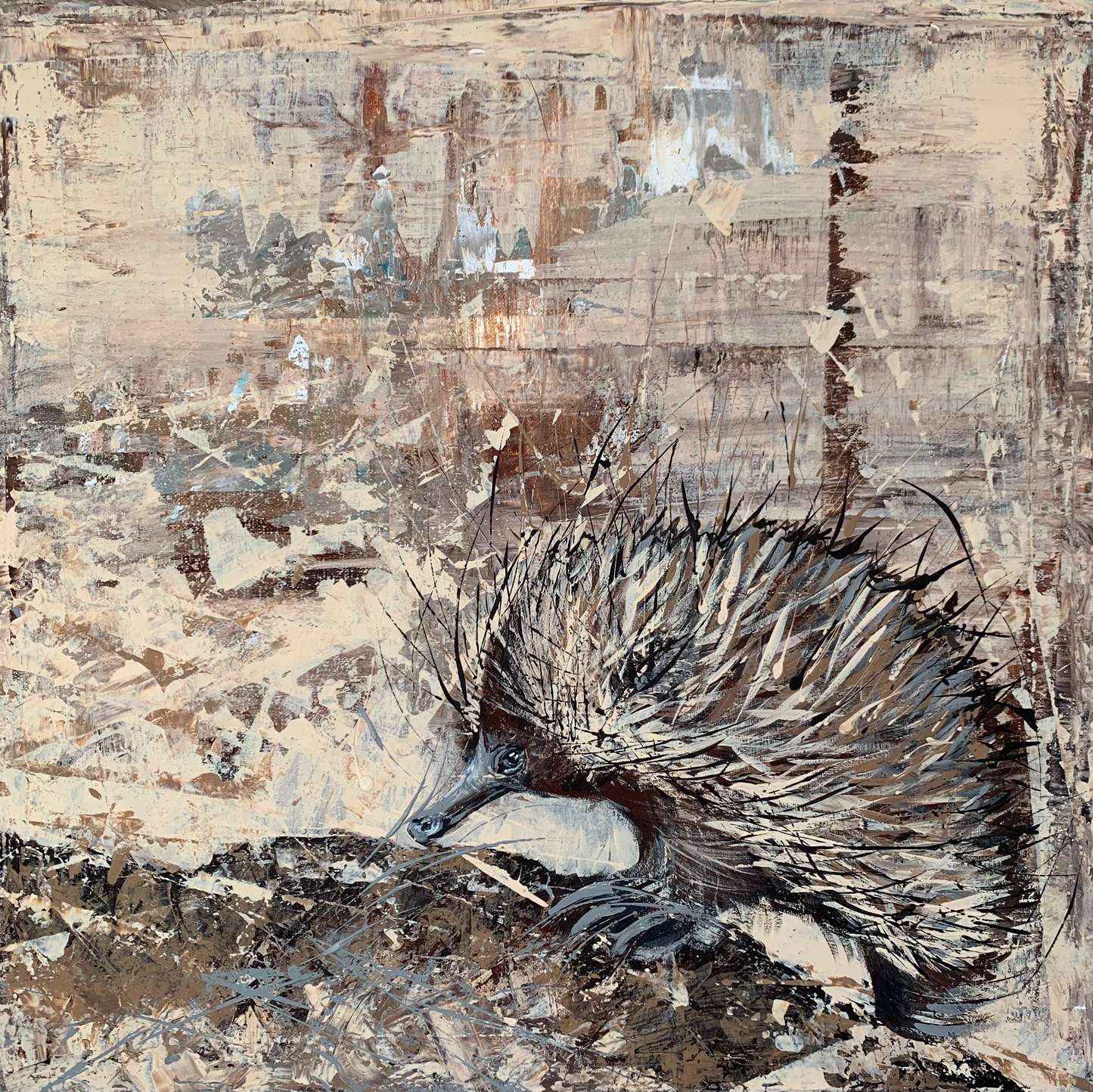 SOLD "Echidna Escapades" acrylic on canvas.